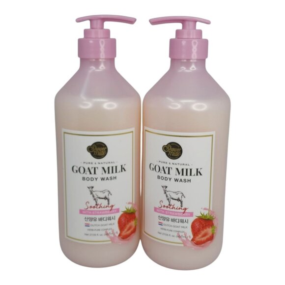 Aekyung Shower Mate 2 Pack Goat Milk Body Wash Strawberry Scent 27 oz each - Picture 5 of 5